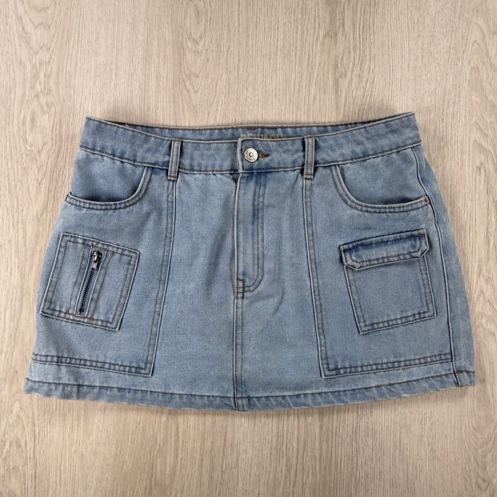 Denim Mini Skirt Rewash Women Size 9 Blue Utility Cargo Y2K J19244AGU